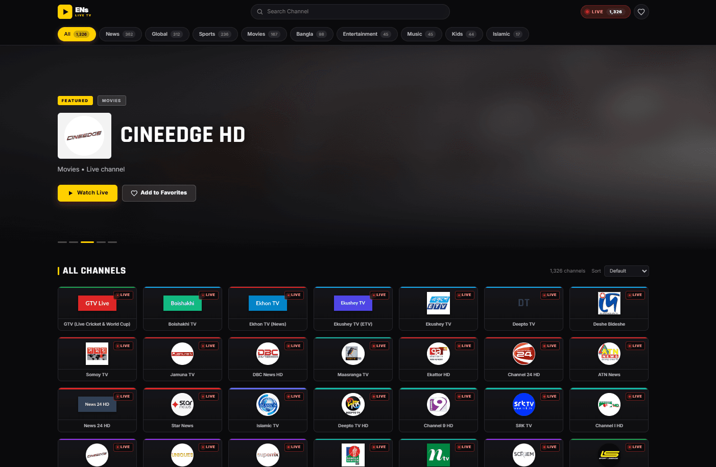 ENs Live TV — Free Live TV Streaming | 1,300+ Channels